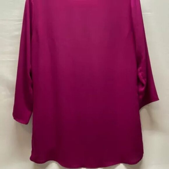 Express Half Zip Blouse Women's Medium Magenta Pink Loose Fit 3/4 Sleeve Tunic - Picture 6 of 10